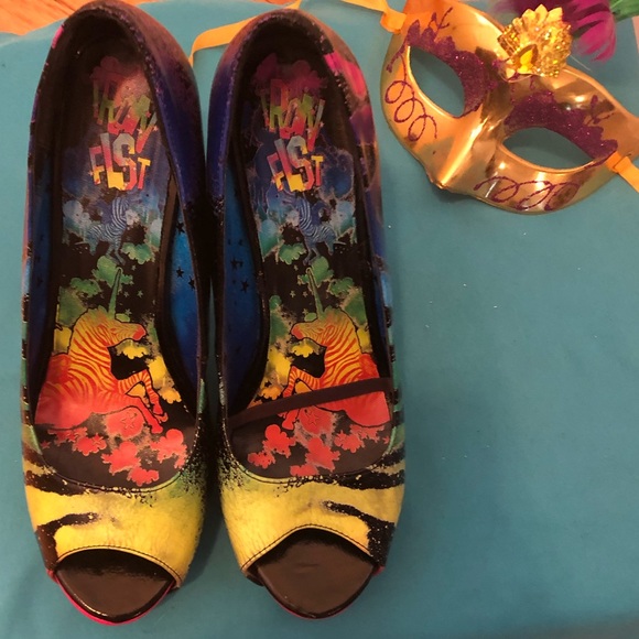 Rainbow Zebra Peep-Toe Platform Heel - Picture 5 of 7